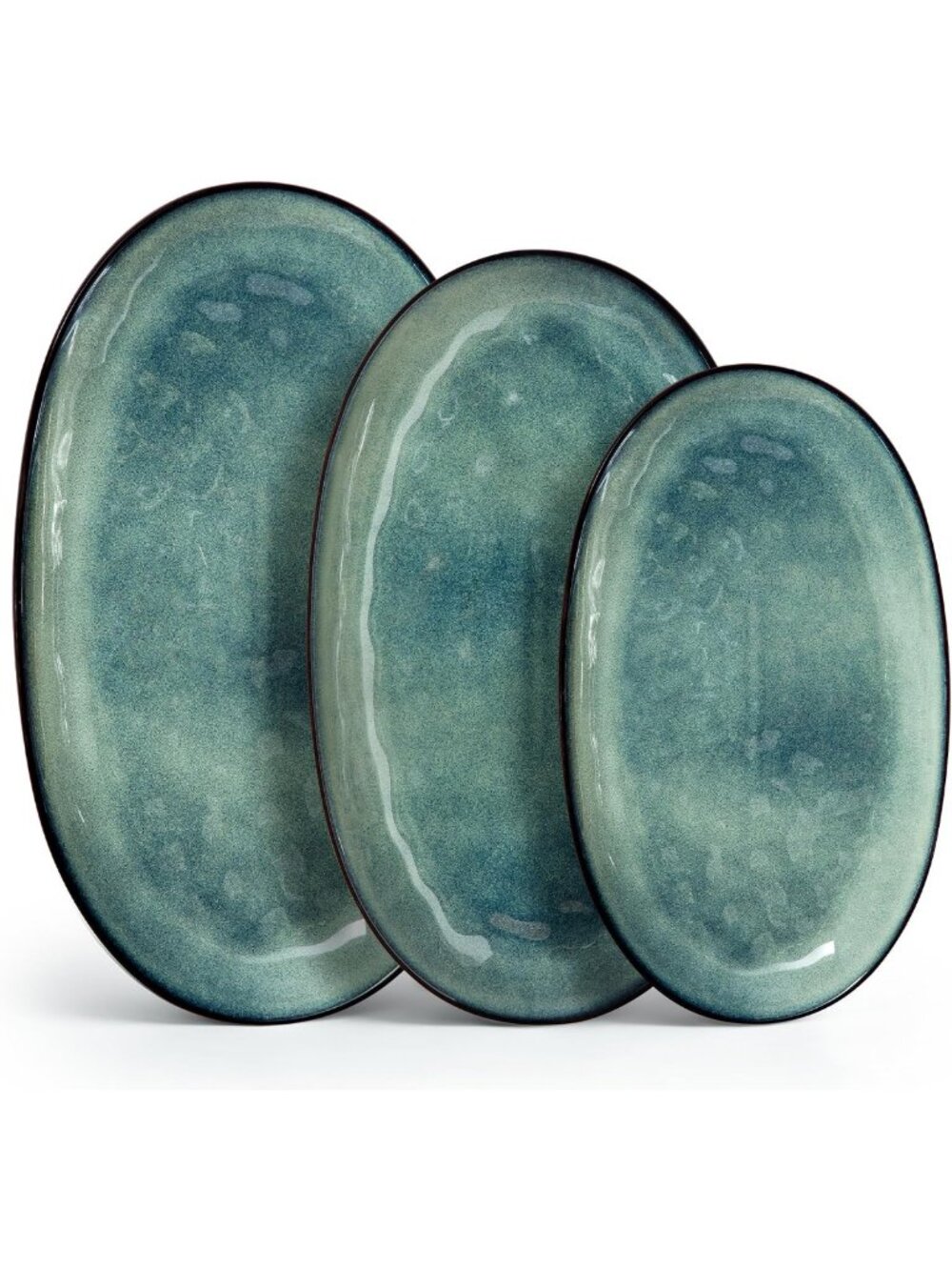 Ceramic Serving Platters Set of 3 - Oval Stoneware Dishes for Entertaining